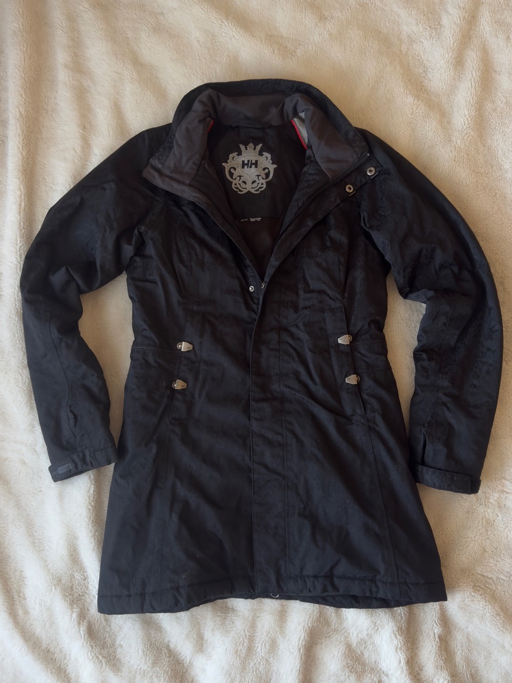 Helly Hansen Black Damask Pattern Winter Coat Jacket